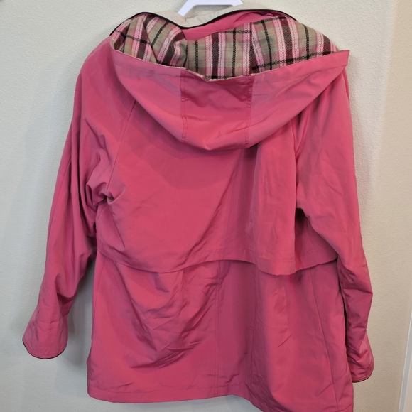 Vintage Liz Claiborne Pink Hooded Coat Jacket  Plaid Lining Womens Large NEW - Picture 4 of 16
